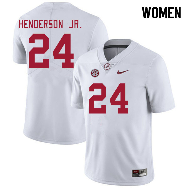 Women #24 Emmanuel Henderson Jr. Alabama Crimson Tide College Footabll Jerseys Stitched-White